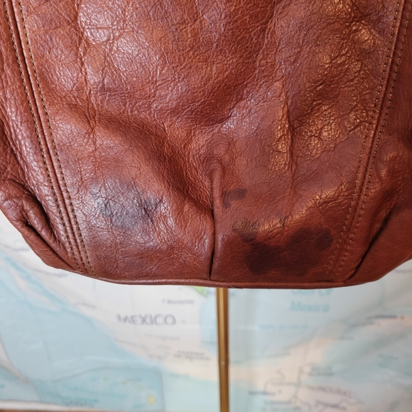 Vintage Brown Leather Shoulder Bag Purse Satchel - Picture 5 of 14